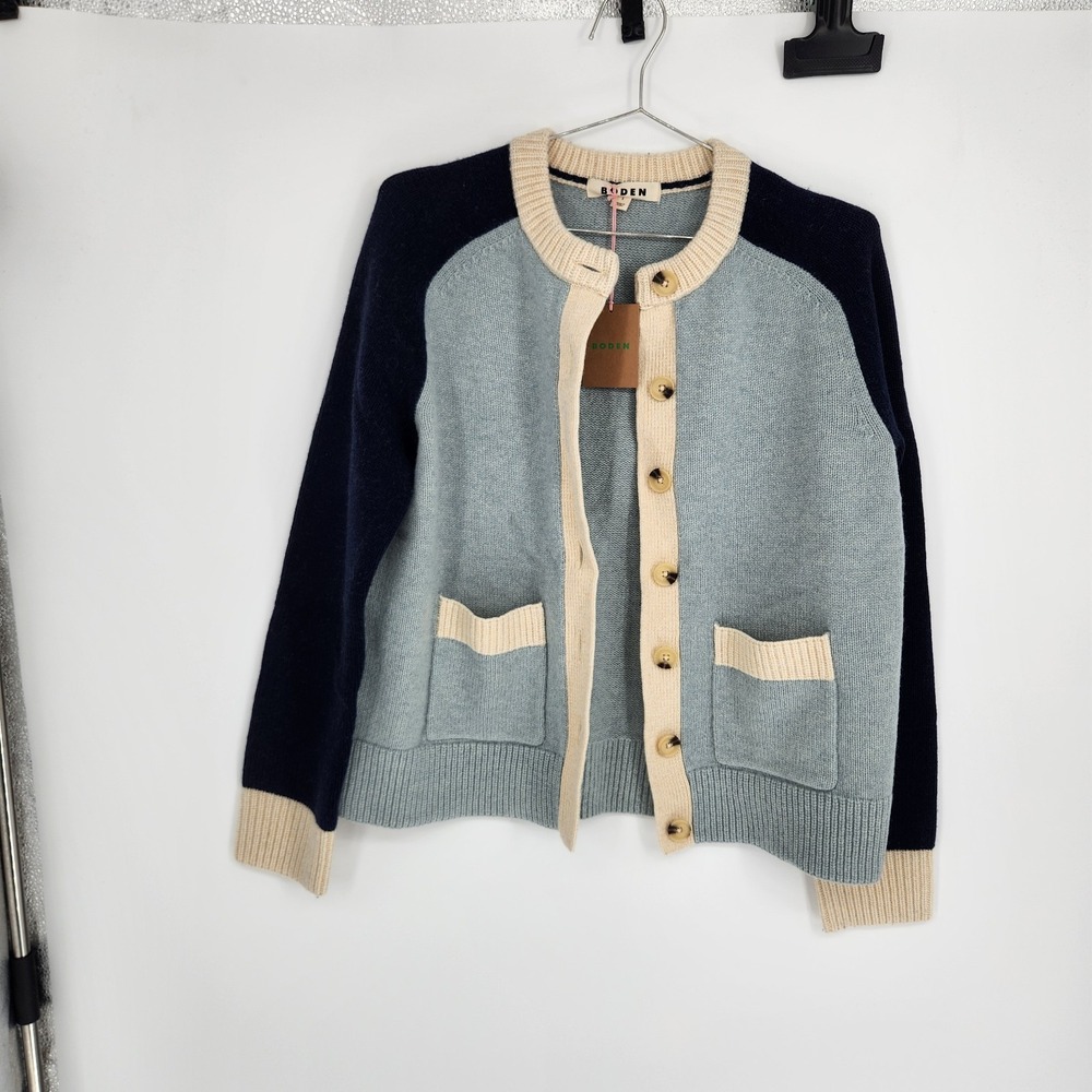 Boden Small Blue Marion Merino Wool Cardigan NWT